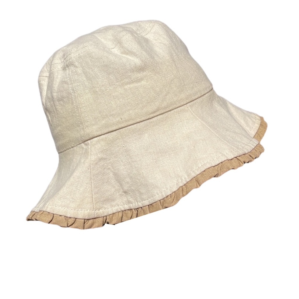 Reversible Linen Ruffle Hem Bucket Hat - Picture 5 of 10